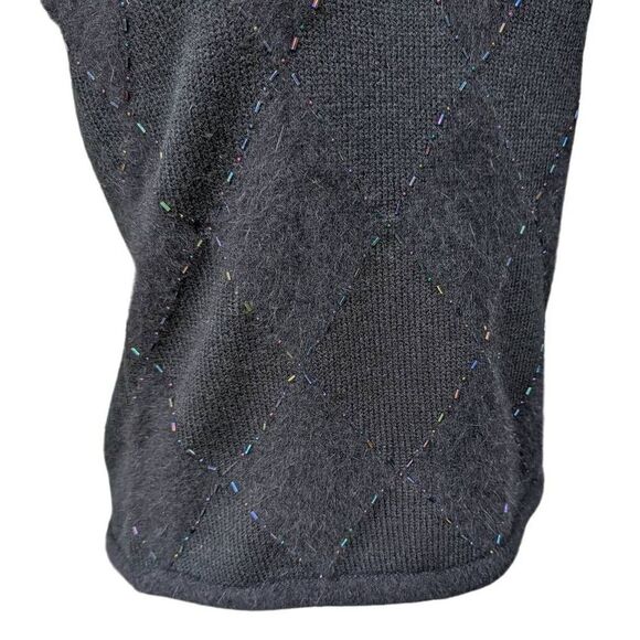 Emma James Black Vest Sweater Embellished High Neck Size M Rabbit Hair Geometric - Picture 5 of 8